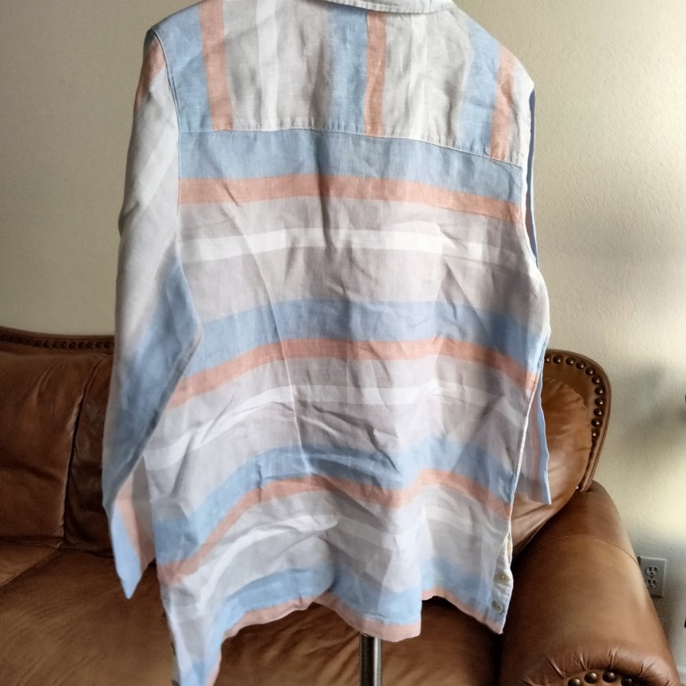 CINTHIA ROWLEY 100% Linen Striped Tunic Size L - Picture 4 of 4